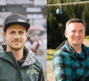 Ein Mann mit einem schwarzen Kapperl und grüner Jacke und ein Mann mit grün schwarz kariertem Hemd